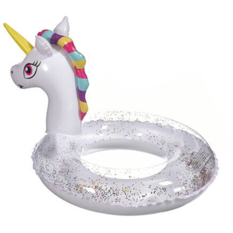 Bouée licorne, bouée gonflable à paillettes, jouet aquatique licorne pour adultes et enfants, idéal pour l'été. (1/5)