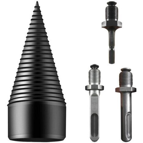 Foret à bois de chauffage, fendeur de bûches en 3 parties détachables comprenant un foret conique à visser et une poignée carrée/tige hexagonale ronde pour perceuse électrique domestique (42 mm) (1/5)