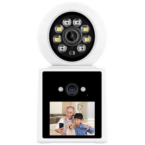 Caméra de surveillance WiFi intérieure, caméra de surveillance avec écran de 2,8 pouces, caméra domestique à 360° pour personnes âgées, enfants et animaux domestiques, vidéo bidirectionnelle, détectio (1/5)
