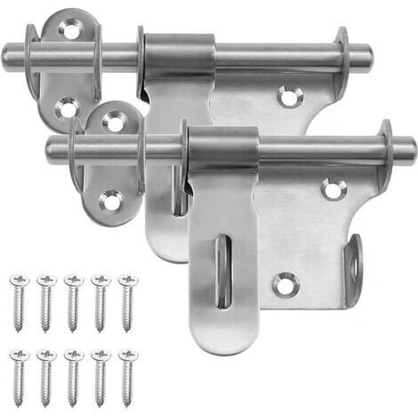 Loquet de porte, lot de 2 loquets pour porte coulissante, crochet de verrouillage en acier inoxydable épais et durable (1/5)