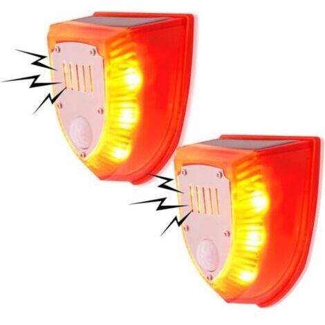 Alarme de sécurité solaire avec stroboscope, détecteur de mouvement et avertissement extérieur, panneau polycristallin étanche, sirène clignotante, 2 lampes LED