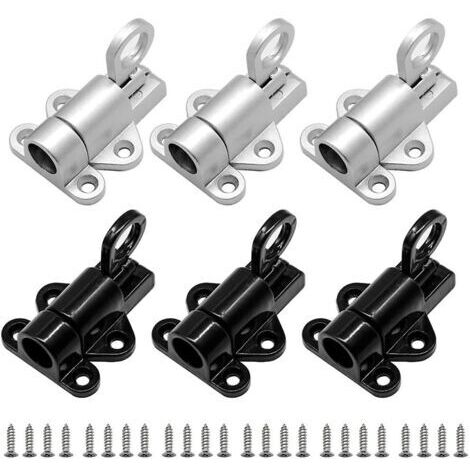 Verrou de porte automatique, lot de 6 verrous de porte en aluminium, verrou de fenêtre, petit verrou épais avec vis, pêne dormant à ressort pour anneau de sécurité de porte (1/5)
