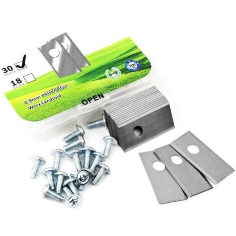 [JAMAIS UTILISÉ]Lot de 30 Lame Robot Tondeuse, Lames de Rechange en Acier Inoxydable et Titane avec Vis, Accessoires pour Tondeuses à Gazon Robot de Jardin, Compatible avec Worx Landxcape Einhell (1/4)
