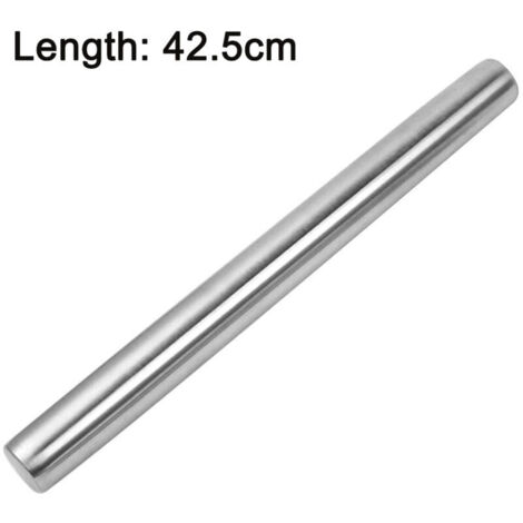 Rouleau à pâtisserie en acier inoxydable lisse – idéal pour pâte à sucre, tartes, biscuits et pizza – 35 cm