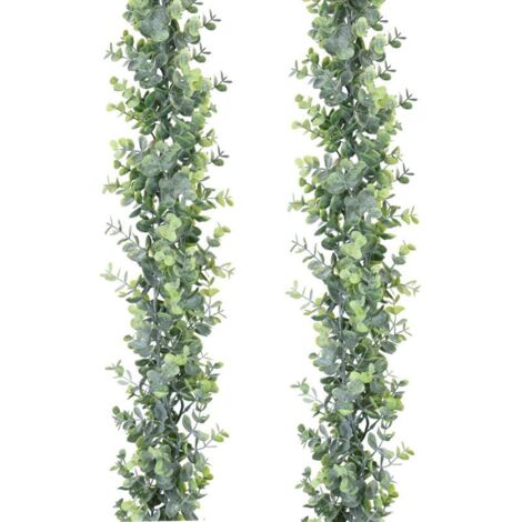 Guirlande artificielle d’eucalyptus vert UV-résistant – Lot de 2, idéale pour décoration mariage, arche ou mur intérieur/extérieur