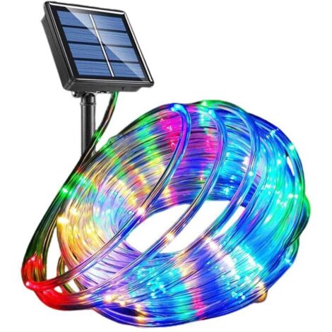 Guirlande lumineuse LED solaire 12 m (40 pieds) avec 100 LED, 8 modes de couleur, étanche IP65, idéale pour extérieur et jardin (1/4)