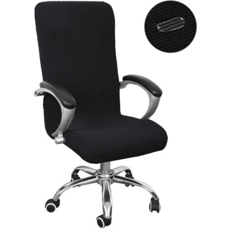 Housse de chaise de bureau universelle en microfibre lavable, extensible et confortable – Noir, taille M (1/5)