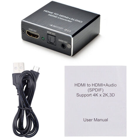 Extracteur Audio HDMI 4K vers HDMI + Sortie Optique SPDIF et Jack 3,5 mm – Compatible TV, Projecteur, Ampli (1/4)
