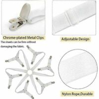 UlisemTendeur Drap Housse Lit Drap Réglable Attache Drap Housse élastique 3 Voies 6 Ctés Feuilles De Literie Bretelles Drap De Lit Attaches Pour Draps De Lit Coussin De Canapé Matelas Blanc