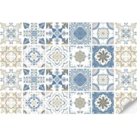 24 Pcs(20x20cm) Autocollant de carrelage bleu Peel and Stick Dosseret, décoration en PVC imperméable à l'eau et à l'huile Peel