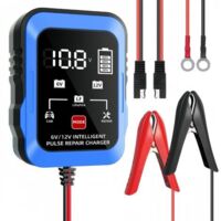 6V 12V BleuChargeur 6V/12V pour batteries de voiture et de moto, compatible avec les batteries au plomb-acide