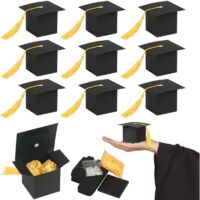 Boîtes à bonbons diplôme 30 pièces – forme de toque noire en carton rigide, idéales pour célébration et chocolats