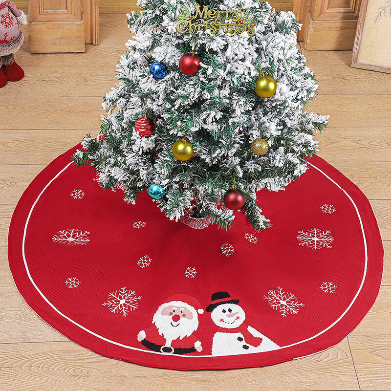 Jupe De Sapin De Noël 122 Cm Uxiyi - Double Couche Toile De Jute Avec Motif Père Noël Et Bord à Carreaux