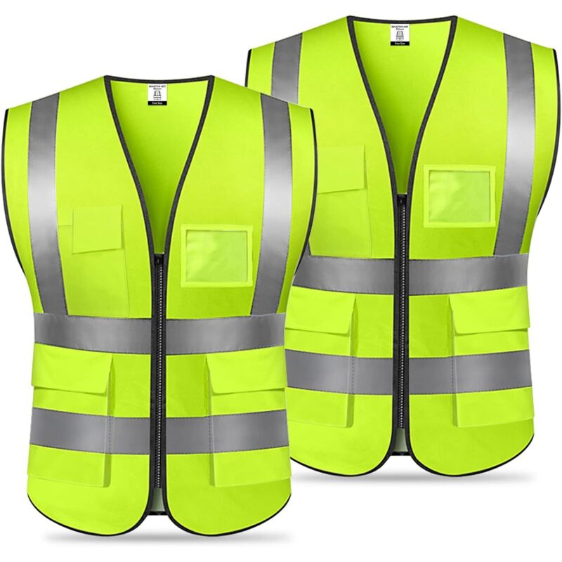 Gilets De Sécurité Haute Visibilité - Lot De 4, Jaune Fluo Avec Bandes Réfléchissantes 360° - Taille Unique