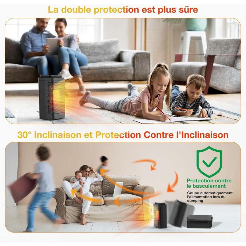 Radiateur Électrique 2200W Avec Oscillation 180° - 3 Modes, Écran Tactile LED, Télécommande, Minuterie 24h - Sécurité Anti-basculement - Pour Salon, Bureau, Chambre