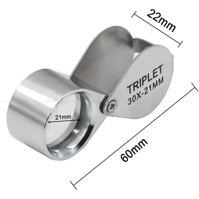 Loupe De Poche 30x – Pour Bijoux, Pièces – Verre + Alliage Zinc – Noir – Nicoone