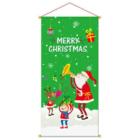 Affiches de fête de noël suspendues, 4 pièces, décorations de porte de noël, bannières de noël, portes extérieures YMYNY (1/5)