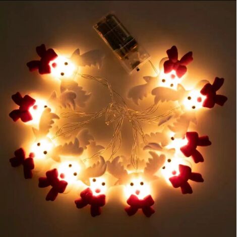 Guirlande lumineuse LED en forme de bonhomme de neige en peluche, lumières décoratives de Noël (style élan, 2 mètres de long, lumière chaude) YMYNY (1/2)
