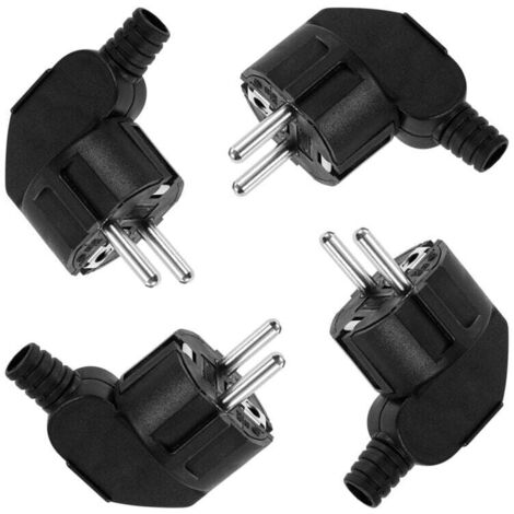 YMYNY Prise électrique mâle 250V 16A, 4 pièces, prise d'angle, mise à la terre, Protection de prise électrique, noir (1/4)