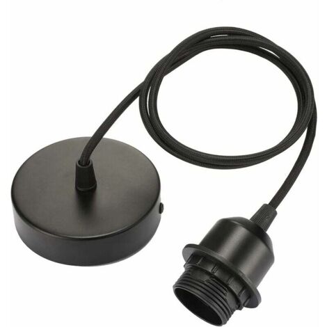 YMYNY 2 Pcs Douille Ampoule E27 Douille Lampe Vintage avec Cable de 100cm et Bague de Fixation Douille Luminaire Douille Plafonnier Rétro pour Salon Salle Couloir Chambre Cuisine Lustre - Noir(2 Pcs) (1/4)