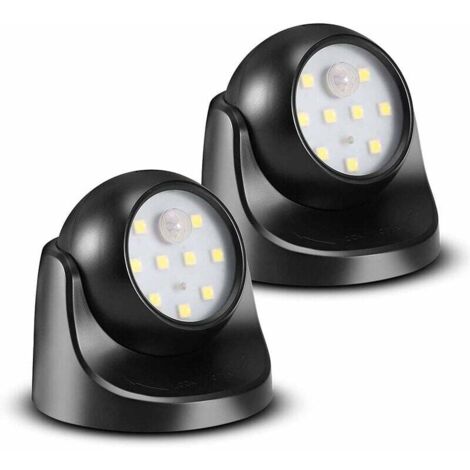 YMYNY Spot LED avec Detecteur de mouvement, 2 Unités Projecteur LED Sans Fil, 150 Lumen, Sphère Amovible, Rotation et Inclinaison à 360 degrés (1/4)