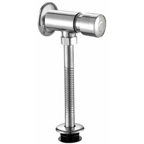YMYNY Robinet de chasse d'eau pour urinoir, robinet de chasse d'eau pour urinoir chromé, type à bouton fixé au mur, armoire exposée, temporisation manuelle, arrêt automatique pour toilettes de salle d