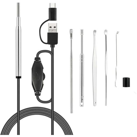 YMYNY Mini caméra endoscopique médicale 3,9 mm, étanche, USB, pour inspection, pour téléphone Android OTG, PC, endoscope oreille-nez (1/5)