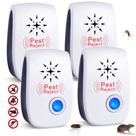 Répulsifs Antiparasitaires, 4 Pack Répulsif Ultrasonique Insectifuge Intérieur Electronic Ultrasonic Pest Repeller (1/4)
