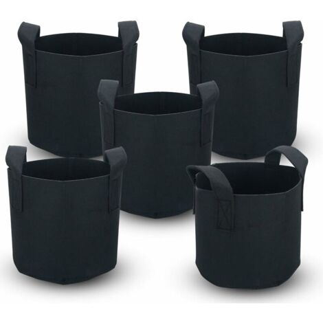 YMYNY Lot de 5 sacs de plantation non tissés, 20 litres - 5 gallons - 25 x 30 cm - avec poignées - pour jardin, serre etc. - sacs de plantation (1/5)