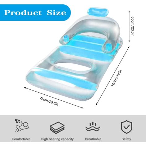 Float Joy Matelas Piscine Hamac – Bouée Filet De Bronzage 178x114 Cm – Avec Porte-gobelets Et Système D’Eau Fraîche