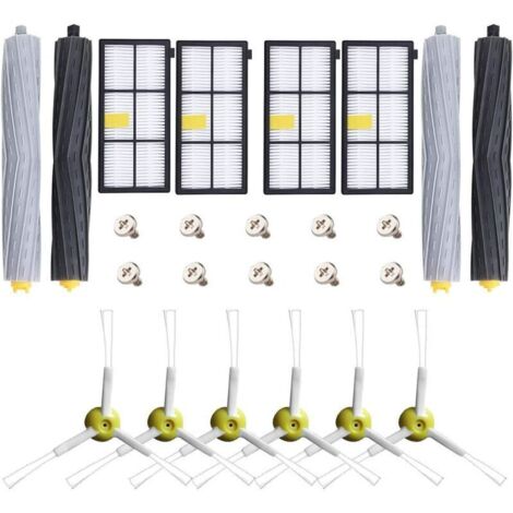 YMYNY Kit d'accessoires de pièces de rechange pour iRobot Roomba 800 900 805 850 851 860 865 866 870 871 880 885 890 891 896 960 966 980 Robot Aspirateur + 4 Rouleaux + 4 Filtres HEPA + 6 Brosses laté (1/5)
