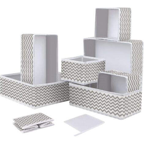 YMYNY Ensemble de 8 boîtes de rangement, boîtes de rangement pliables, cubes de rangement pliables en toile de jute, organisateur de tiroir pour étagère, armoire, soutiens-gorge, chaussettes (1/5)