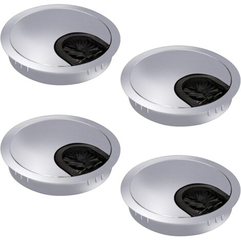 [JAMAIS UTILISÉ]Lot de 4 conduits de câbles 60 mm, sortie de câbles pour bureau, gestion des câbles avec joint à brosse pour bureaux et plans de travail, métal (1/5)