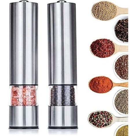 Lot de 2 Moulins électriques sel-poivre en acier inoxydable - Livraiso
