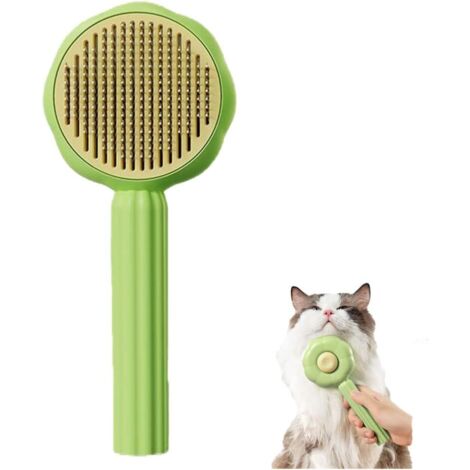 [JAMAIS UTILISÉ]Brosse de nettoyage pour poils d'animaux, avec bouton d'épilation, brosse de massage autonettoyante pour chats et chiens, brosses autonettoyantes pour chiens et chats, pour boucles cou (1/5)