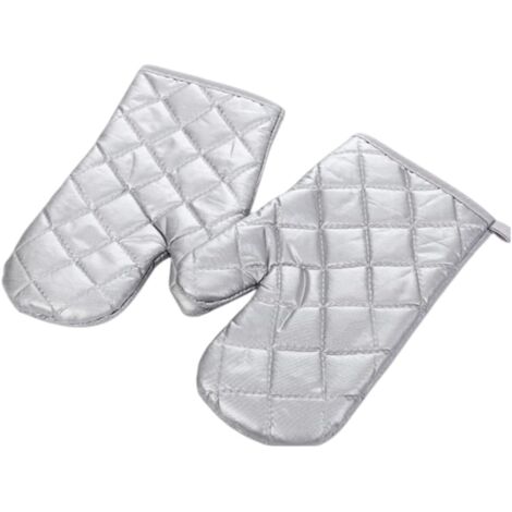 [JAMAIS UTILISÉ]Gants de four, gants en tissu plaqué argent imperméables, gants de four double face antidérapants résistants à la chaleur pour griller/cuire/pâtisserie/barbecue, 1 paire argentée. (1/5)