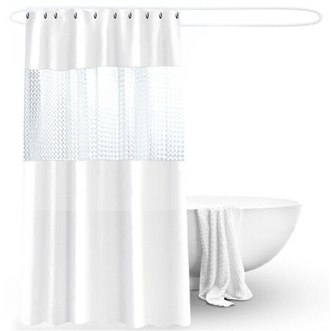 [JAMAIS UTILISÉ]Rideau de douche 180 x 200 cm, imperméable, anti-moisissure et antibactérien, épais, robuste, durable - Blanc impeccable (1/5)