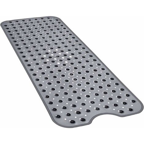 [JAMAIS UTILISÉ]Tapis de douche antidérapant extra large 100 x 40 cm, tapis de bain avec ventouses, tapis de bain lavable en machine avec trous de drainage, transparent noir transparent (1/5)