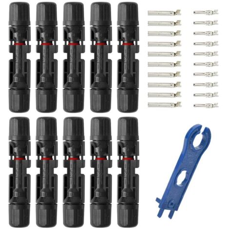 [JAMAIS UTILISÉ]Lot de 10 paires de câbles de connexion solaire photovoltaïque PV mâle femelle avec clé étanche IP67 pour accessoires de câbles de panneaux solaires (1/5)