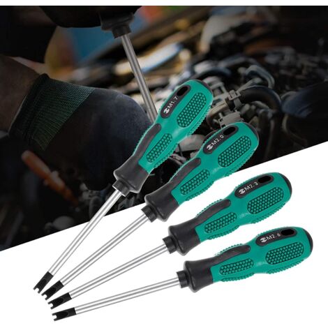 Lot de 4 tournevis magnétiques en forme de U, tournevis à fourche, tournevis en U M1.7 / M2.0 / M2.3 / M2.6 avec pointe de serrage en acier Crv en acier au chrome vanadium (1/5)