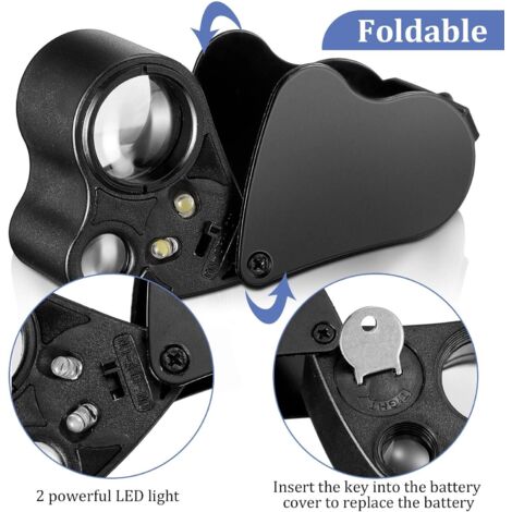 Loupe de Bijoutier, Jewelry Magnifying Glass pour Bijoux avec Lumière, Triplet Hastings 30X, Loupe de Bijouterie pour Pièces de Monnaie, Pierres Précieuses, Timbres, Diamants, etc