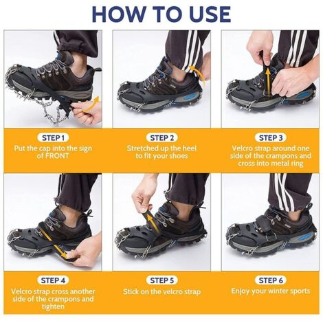 Crampons à Glace 10 Pointes Acier Inox - Antidérapants Pour Chaussures Et Bottes | Randonnée Hiver, Neige