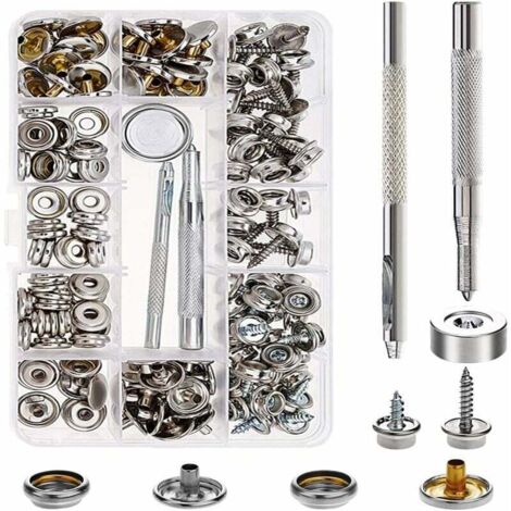 Kit De Boutons-pression Métalliques Avec Outils - Lot De 50 Pièces Pour Vêtements En Cuir Et Tissu - 3