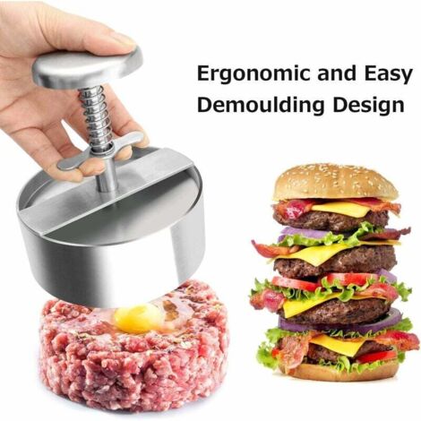 BS-VOG Presse à Burger, Steak Haché de 6 Pouces pour Plaque de Gril avec Poignée Anti-Brûlure, Presse à Hamburger en Acier Inoxydable Antiadhésif, Presse à Griller pour Plancha, Coffret Cadeau
