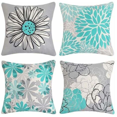 Lot de 4 Housse de Coussin d'extérieur, imperméable Housse de Coussin Housse Coussin en Lin en Tournesol pour Patio Jardin Salon Chambre Décoration(40 x 40 cm, Jaune) (1/5)