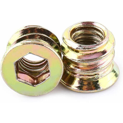 20 Pcs Zinc Alloy Hex Nuts - Threaded Wood Inserts - M6x10mm (1/5)