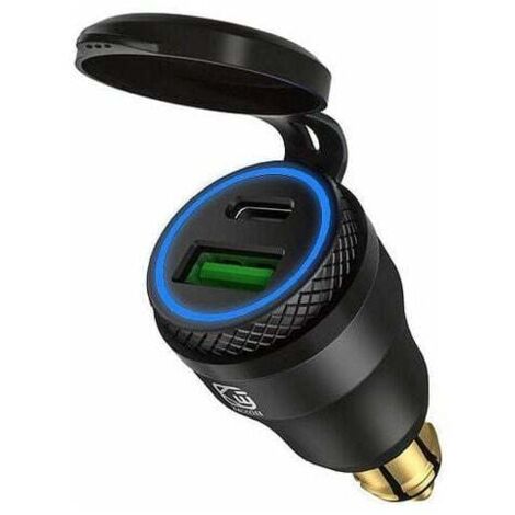 Aiperq – Adaptateur allume-cigare USB pour moto – Double prise USB – Charge rapide 30W PD 3.0 et QC 3.0 – Compatible BMW et Ducati (1/5)