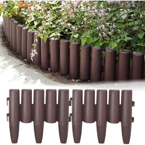 Aiperq – Bordure de jardin en polypropylène durable – Lot de 5 pièces 28 cm x 24 cm – Aspect bois pour délimitation esthétique des plates-bandes