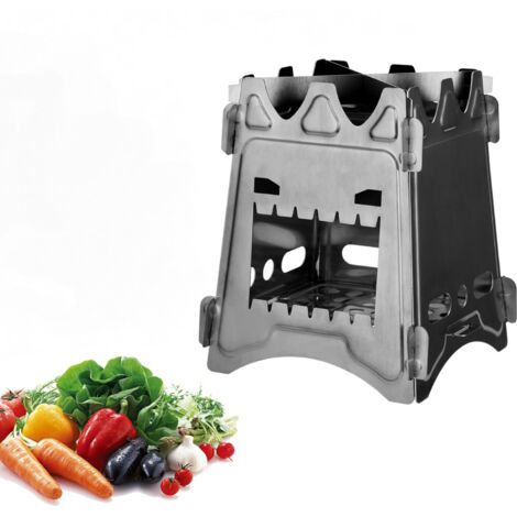 Réchaud à bois portable pliable et léger pour camping, cuisine, voyage, pique-nique, chasse (1/5)