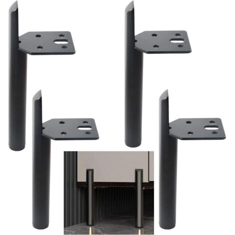 pièces de Pieds de Meubles de 15 cm, Pied de Table Metal Noir, Pied pour Meuble de Bricolage, avec vis, utilisés pour canapé, Table Basse, Armoire de lit et Autres Meubles. (1/5)